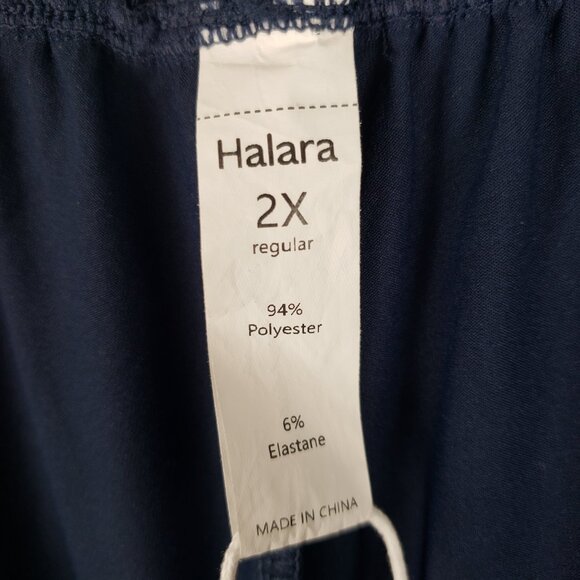 Halara Wide Leg Cargo Pants Pull On Navy Blue Palazzo Flowy Drawstring Size 2X - Picture 7 of 8